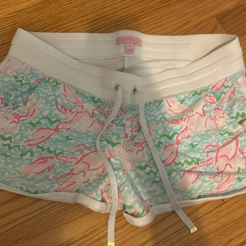 Lilly Pulitzer Pink Green Blue Floral Drawstring Women’s Shorts small 4 6